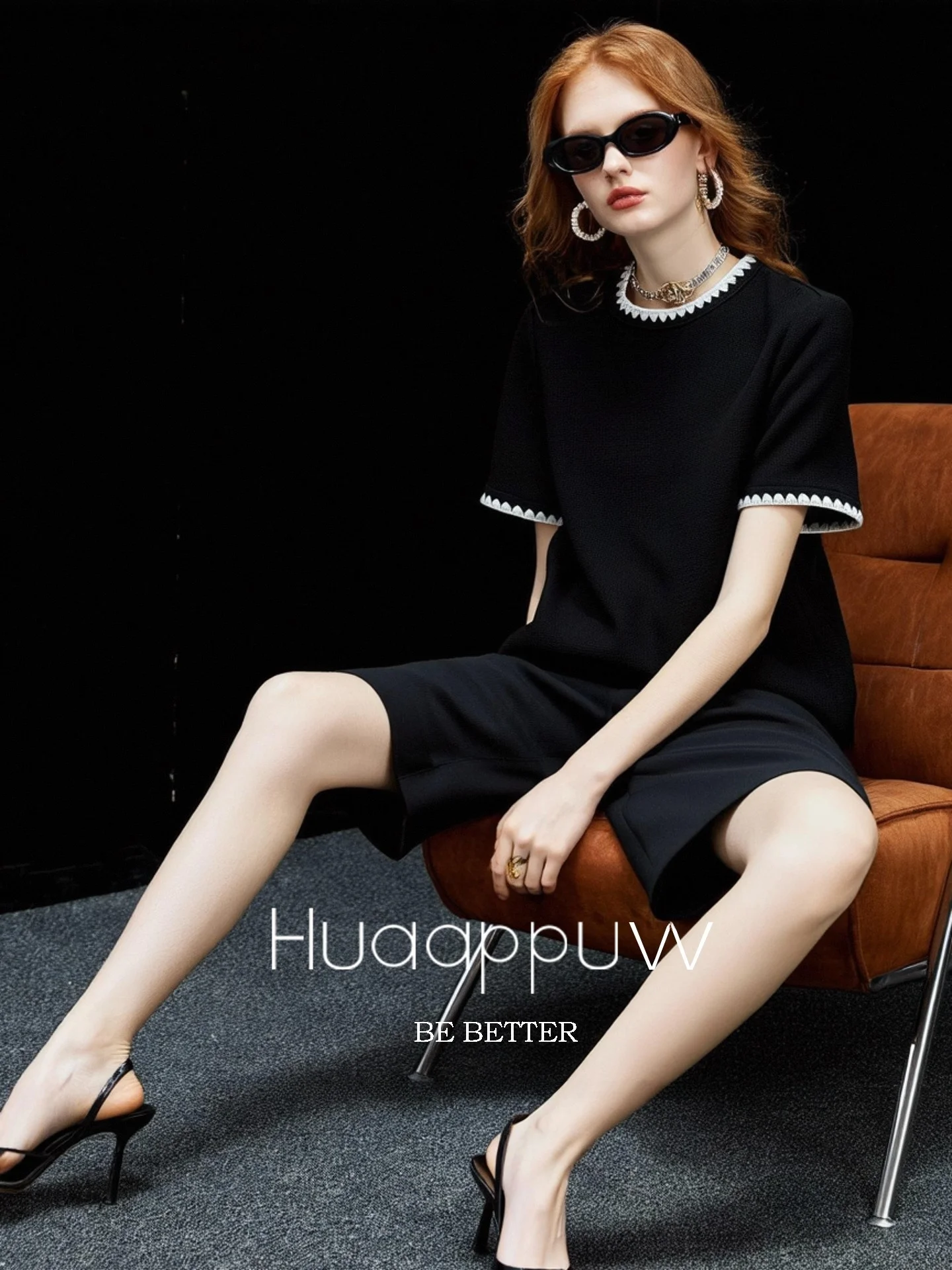 

Huaappuw Summer New Loose Fit Short Sleeve round Neck Embroidery T-Shirt Color Block Slimming Top French Style Universal Size