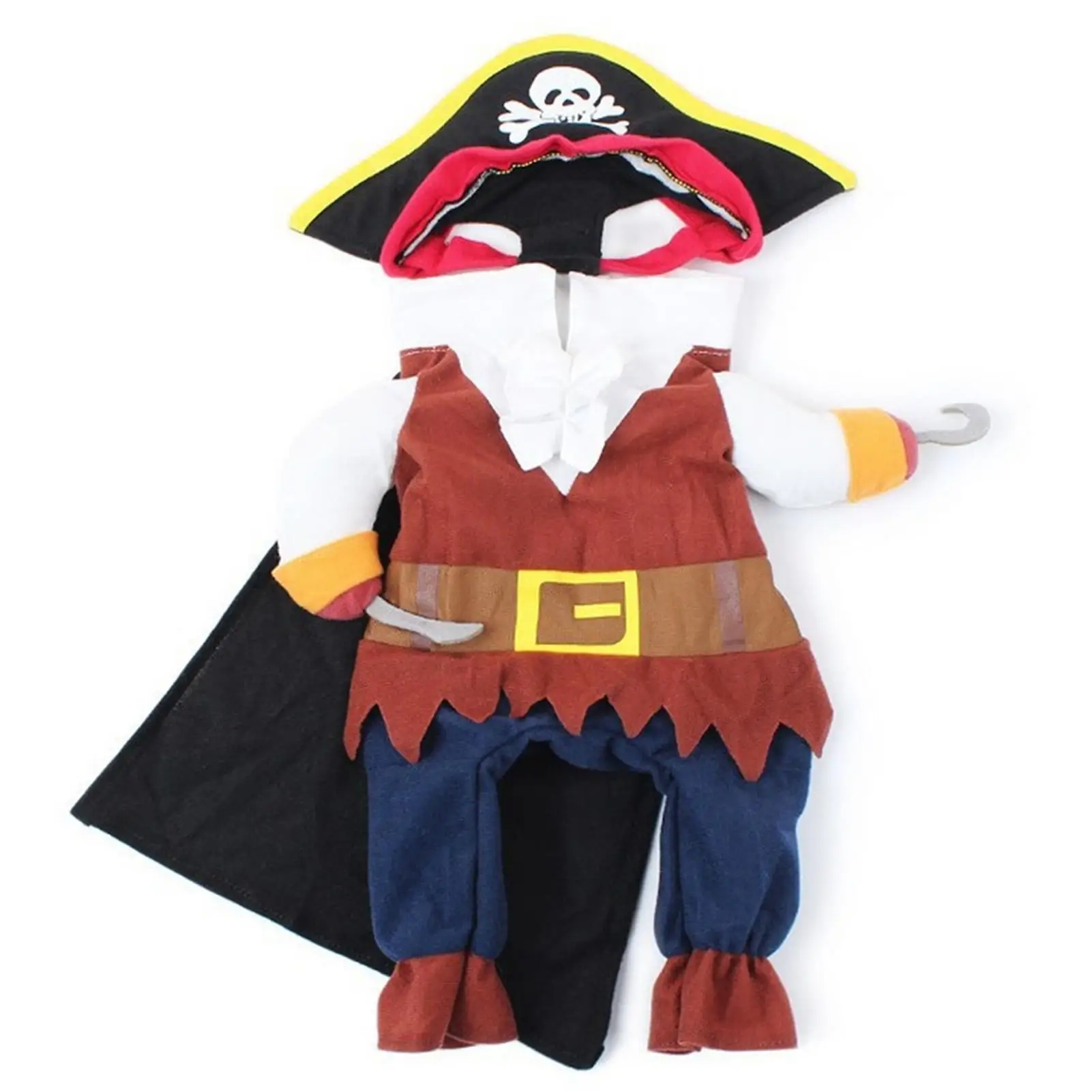 Adorable Pet Pirate Costume - Cute Polyester Halloween Outfit for cats & Dogs, Fun Dress-Up Clothes