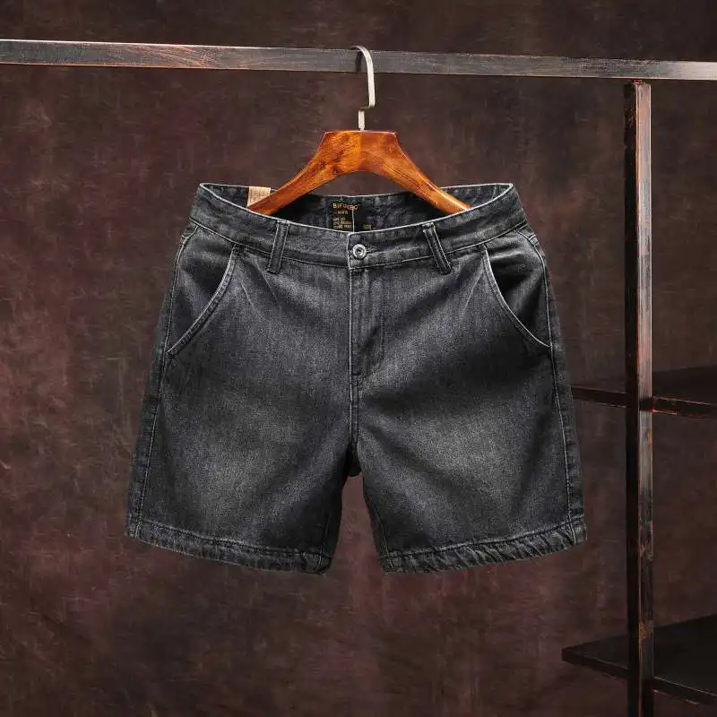 الرجال جينس قصير السراويل نحيل ريترو الأزرق الذكور الدنيم السراويل الجديدة في لمط مع سستة تمتد خمر Harajuku وقح كاوبوي