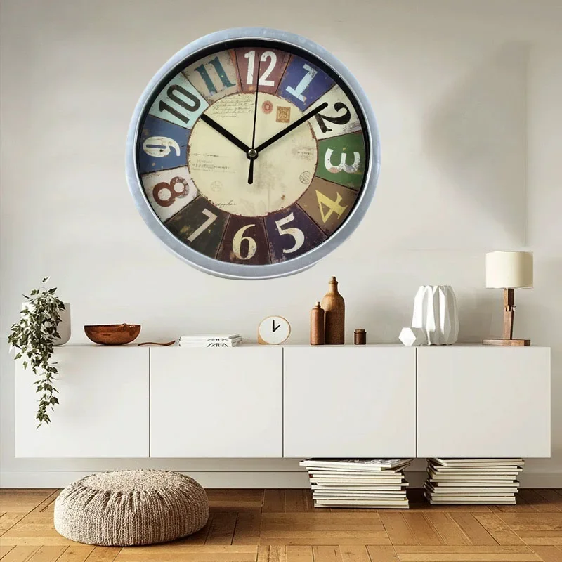 8 بوصة ريترو ستايل ساعة بسيطة ساعة حائط إبداعية كتم الصوت لا يدق على الحائط ساعة معلقة للمنزل والديكور ساعات الحديقة