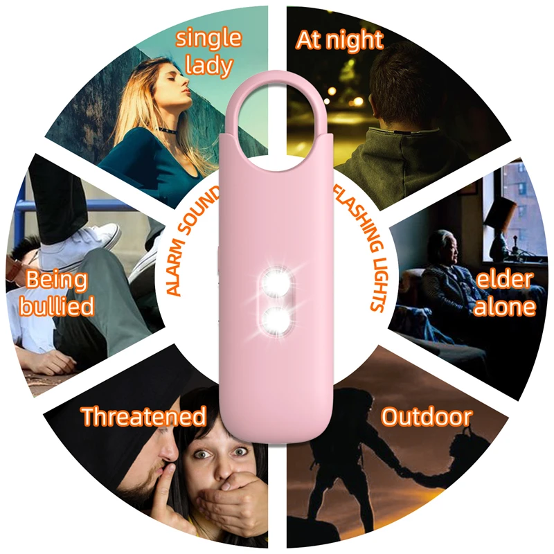 Rechargeable Personal Anti-Wolf Portable Emergency Call Alarm H6 Dual Flash Rechargeable Type-C with Metal Ring 2026
