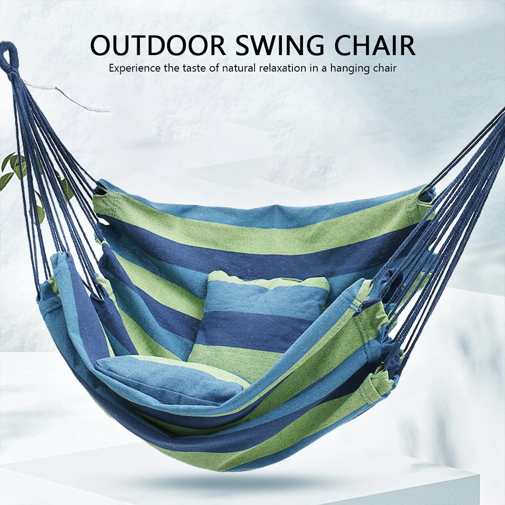 Hammock Camping Garden Hanging Hammock Swing Chair Lazy Bed Outdoor Furniture Hanging Rope Hammock Chair Swing With Pillow