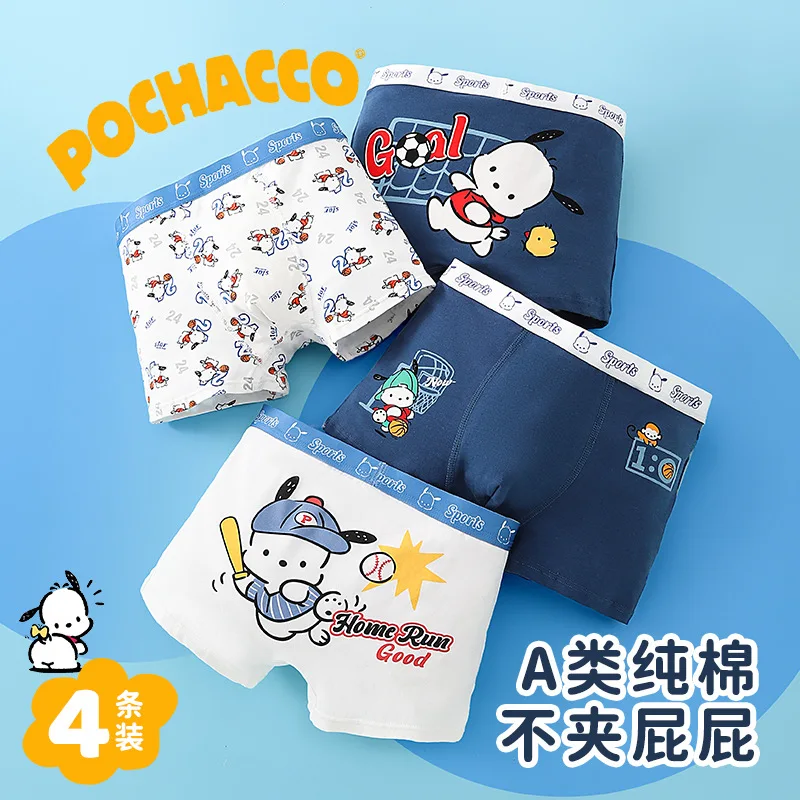 4pcs Sanrio Boys Boxer sets Briefs Kids Cotton Underwear Baby Underpants Teenager Cartoon Breathable Print Soft Children Panties