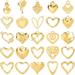 Love Stainless Steel Charm For Earring Making Supplies 6pcs Heart Jewelry Pendants Fashion Accessories DIY Couple Gift Bedeltjes