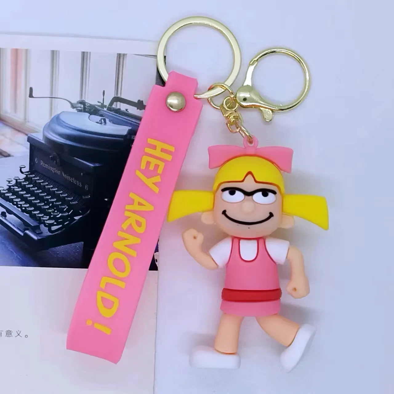 Cute Cartoon Action Figure Hey Arnold!  Keychain Arnold Shortman Figurines Backpacck Car KeyRing Pendant Children Gift wholesale