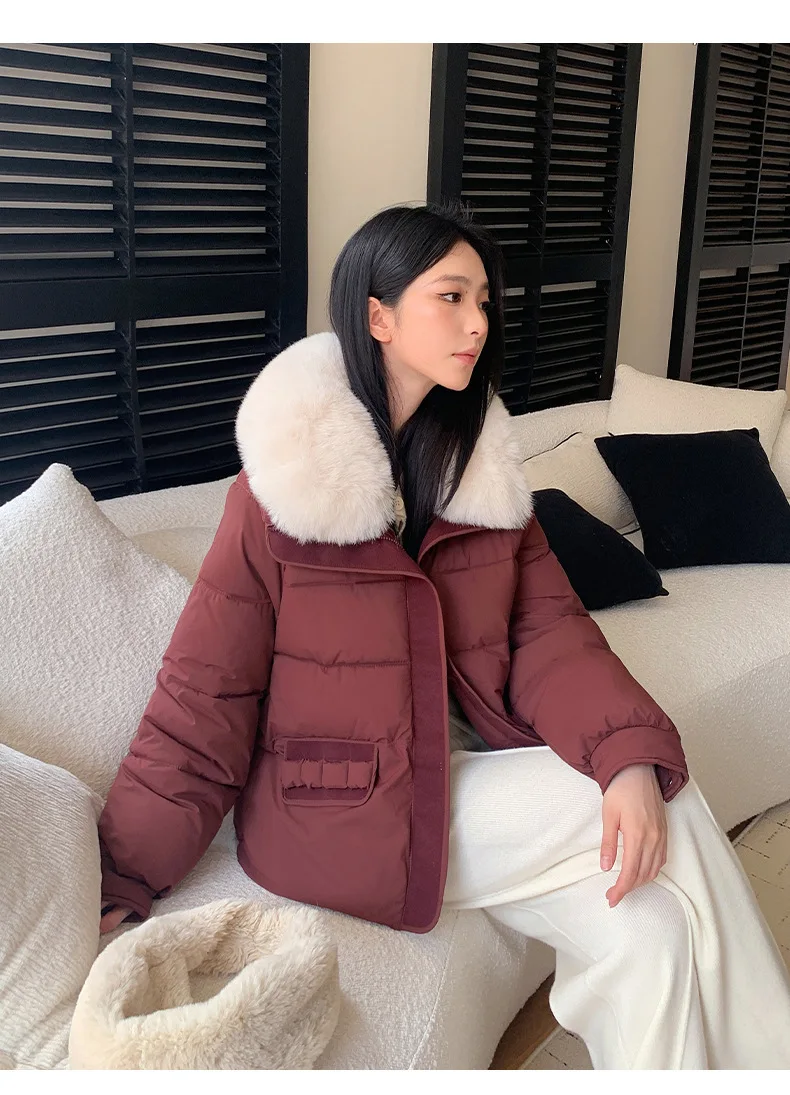 Simple Faux Fur Collar Padded Parka Women Thick Warm Winter Puffer Jacket 2026 Ladies Office Wear Casual Solid Zipper Outerwear