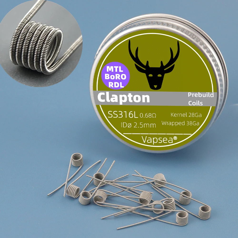 Bobina de Clapton fundida MTL de 2,5mm, NI80/A1/SS316L, alambre trenzado calefactor/Alien prefabricado, abrasivo eléctrico para SXK AIO/BB