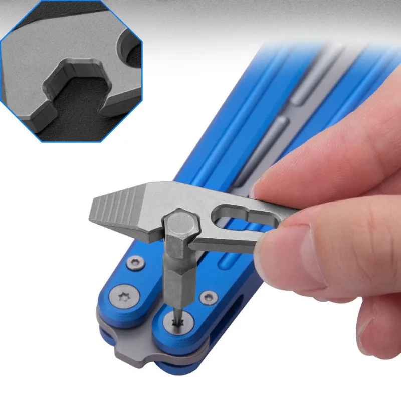 Titanium Alloy Crowbar Portable Keychain Multifunction Hexagon Wrench Bottle Opener EDC Outdoor Survival Tools with Necklace