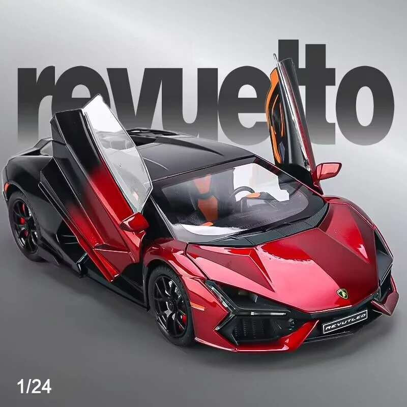 

1:24 спортивный автомобиль Revuelto, высокая имитация литья под давлением, модель автомобиля из металлического сплава, звуковой свет, коллекция детских игрушек, подарки