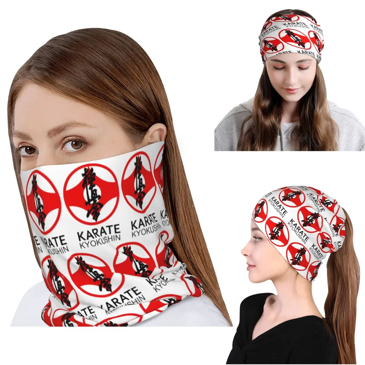 Kyokushin Kaikan Karate Symbol Kyokushinkai Dojo Bandana Halstuch Gesichtsschal Mehrzweck-Stirnband Mützen Hut Unisex Atmungsaktiv