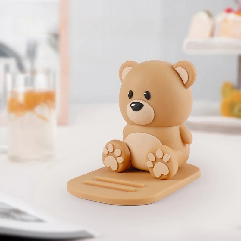 

Подставка для телефона в виде мультяшного медведя: милый подарок, креативный держатель для телефона и планшета, персонализированный декор в виде животного