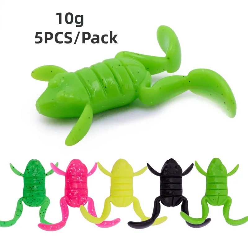 Frog Lure Lure 10g Soft Frog 5PCS/Pack High Simulation TPE Frogs Soft Bait Kick Water Frogs Easy to Hook Fish's Favorite Bait