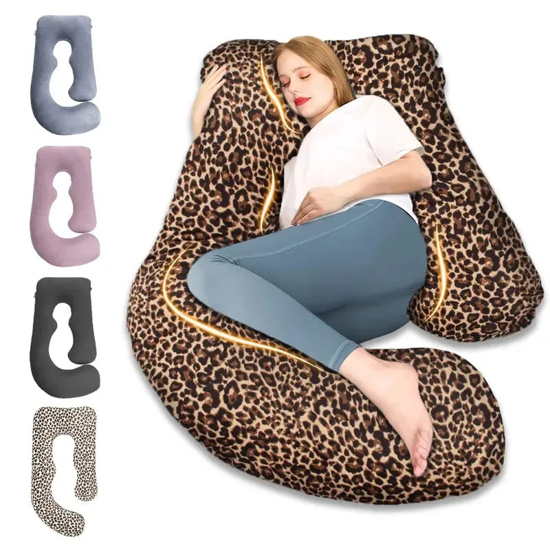 Chilling Home J-Shaped Full Body Maternity Pillow - 58-63in Ergonomic Polyester-Corduroy Sleep Aid For Pregnant Women