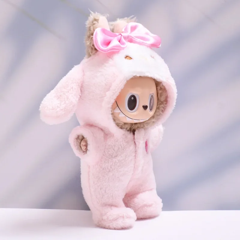 2025 nueva muñeca sin para muñeca Labubu, ropa de muñeca de 17cm, traje de moda con sombrero y zapatos para Labubu II, cultivar fiesta sentada