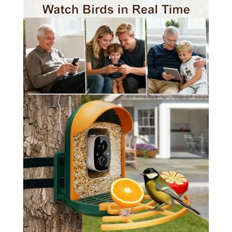 Smart Bird Feeder with Camera Solar Powered Wireless Birds 2K HD Camera with APP Control Night Vision Motion Detection Alerts I view 6