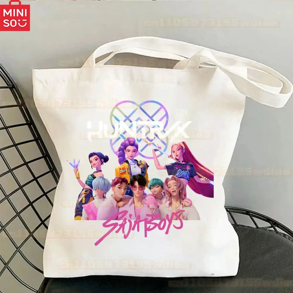 KPop Demon Hunters Rumi Mira Zoey Saja Boys Anime Cosplay Handbags Students Printed Canvas Bags Halloween Costume Accessory Gift