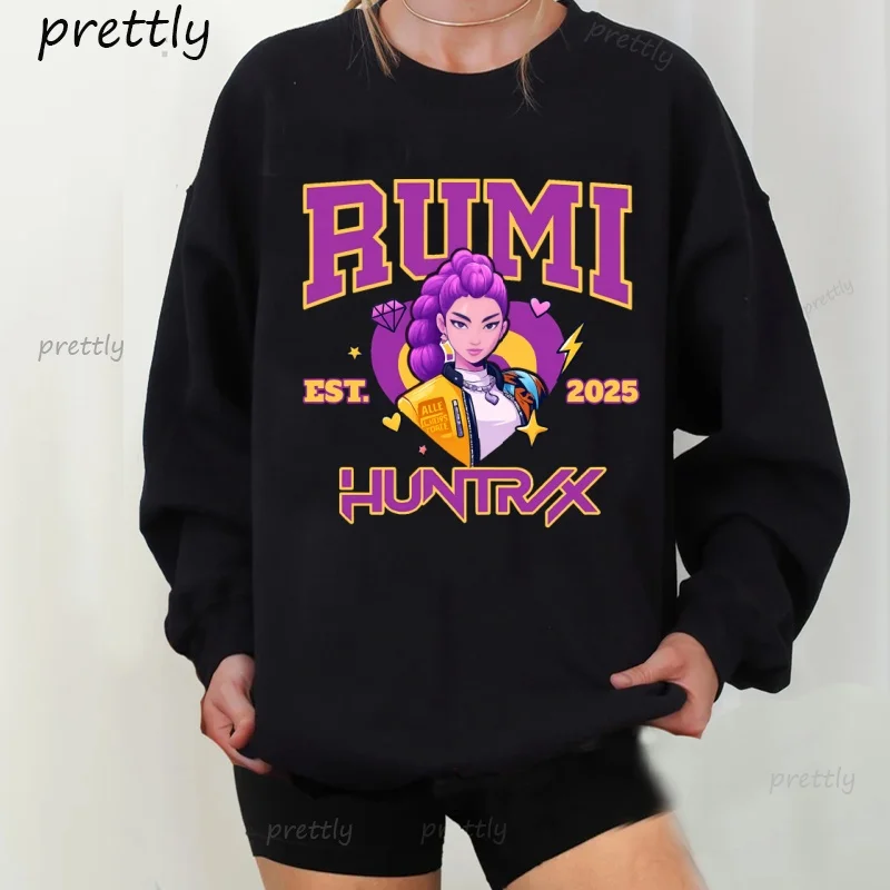 Huntrix Crewneck البلوز Kpop شيطان الصيادين هوديس رومي زوي ميرا الجرافيك هوديس البلوز هودي Y2k كم طويل الشارع الشهير