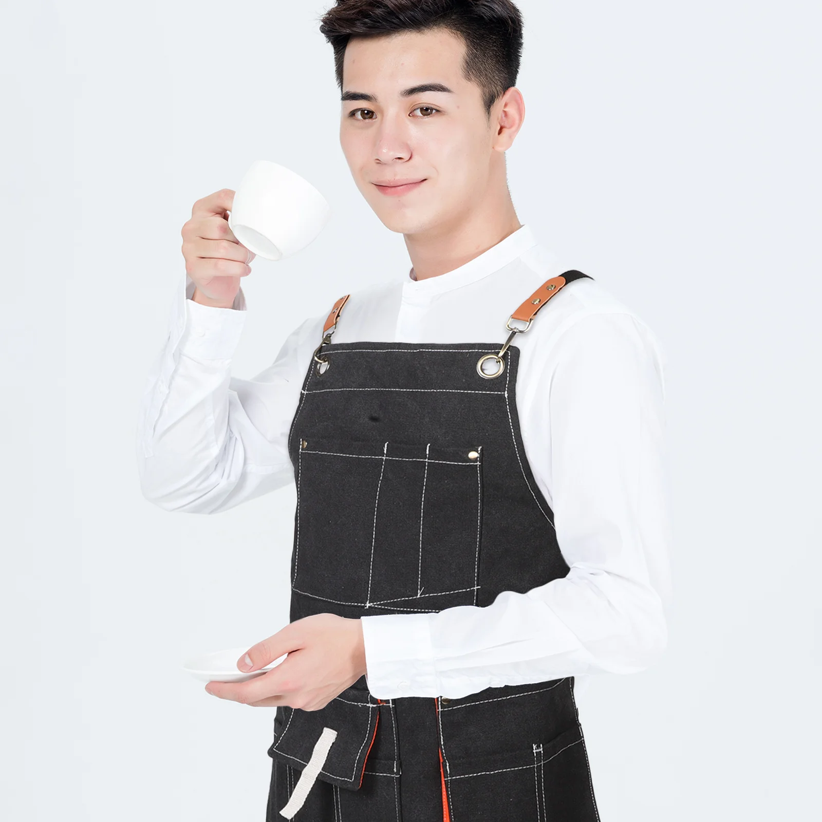 Avental de trabalho para homens e mulheres, cozinha, pintura, carpintaria, cozinha com bolso ajustável, avental de chef, oficina de limpeza de prato