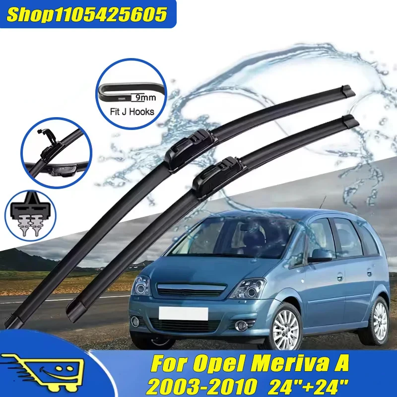 2 uds. Escobillas limpiaparabrisas delanteras de 24 "+24" para Opel Meriva A 2003-2010 2004 2005 2006 2007 2008, limpiaparabrisas silenciosos y duraderos
