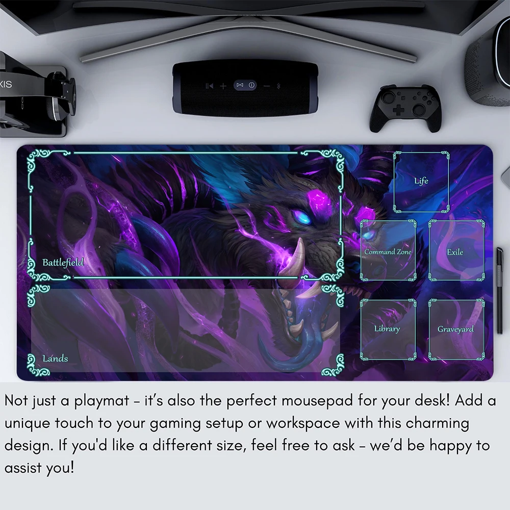 

Magic Card Gaming Mat with zone Mysterious giant Wolf anime mtg playmat desk mat Commander Playmat suitable for game gathering