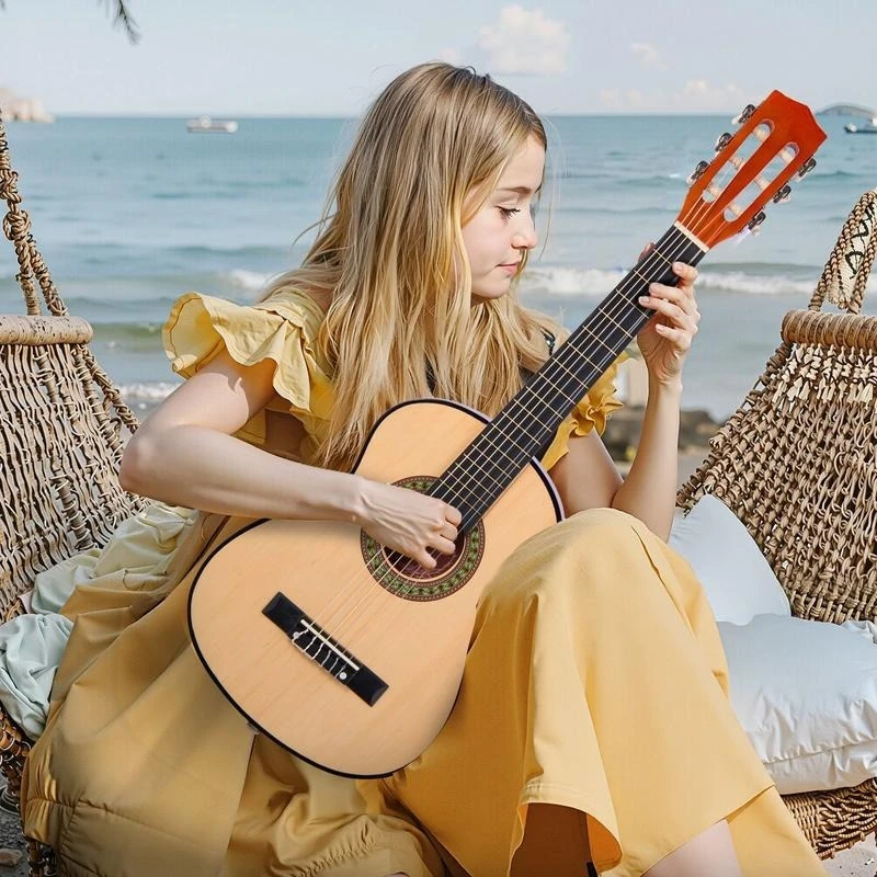 

Classical Guitar, 30 Inch, Wood Classical Guitar Starter Kit for Beginners, with Nylon Strings, Gig Bag, Strap, Tuner, Extra Strings, Picks, Capo, Basswood, for Kids Girls Boys Students, Natural
