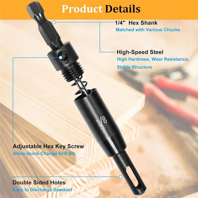 AA76-3 قطعة مجموعة لقمة مثقاب ذاتية التمركز 3/32 بوصة، 7/64 بوصة، 1/8 بوصة، لقمة VIX، لقمة مثقاب مفصلية ذاتية التمركز #5