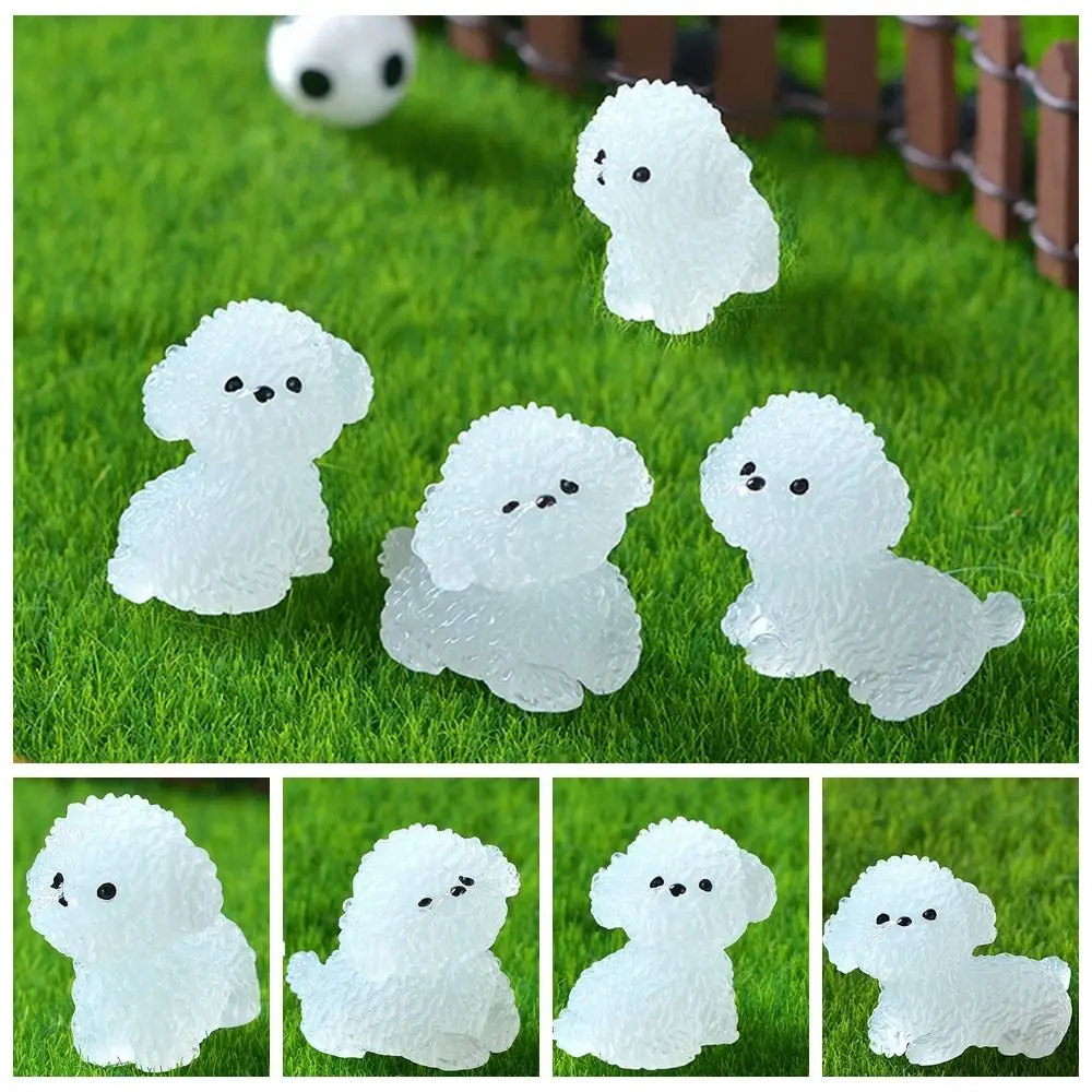 1 Pc Resin Noctilucent Dog Figurines Creative Mini Luminous Poodle Dog Figurines Funny Realistic Cute Dog Car Decoration