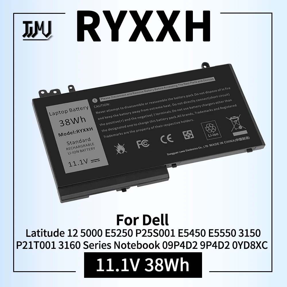 38Wh RYXXH Laptop Battery for Dell Latitude 12 5000 E5250 P25S001 E5450 E5550 3150 P21T001 3160 Notebook 09P4D2 9P4D2 0YD8XC