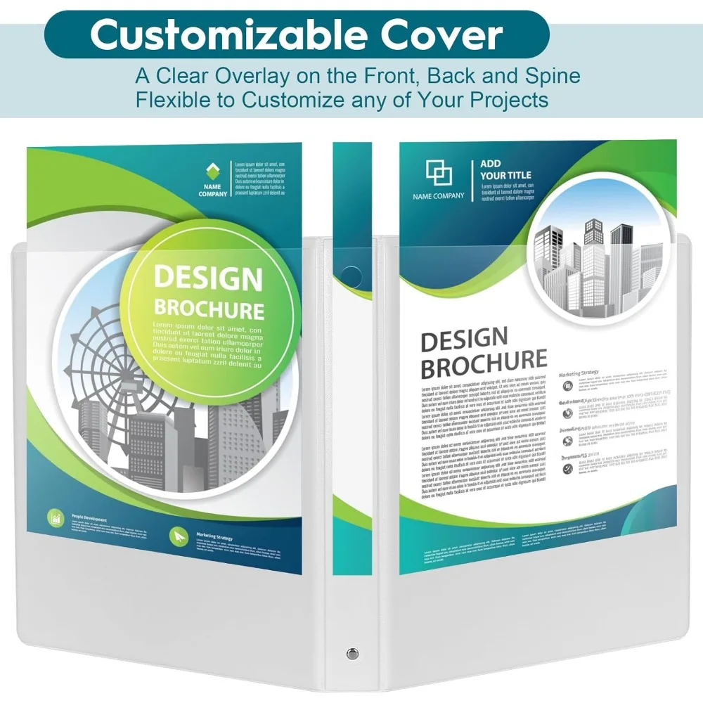 Economy 3-Ring Binders 1 Inch Round Rings 200 Sheet Capacity ClearVue Presentation View Non-Stick White Bulk Pack of 24