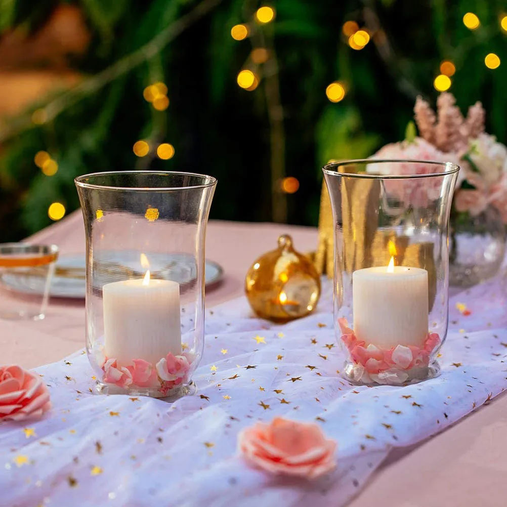 

Transparent Glass Stand Decorative Holder for Home Bedroom Living Room Artistic Candleholder Windproof Candlestick