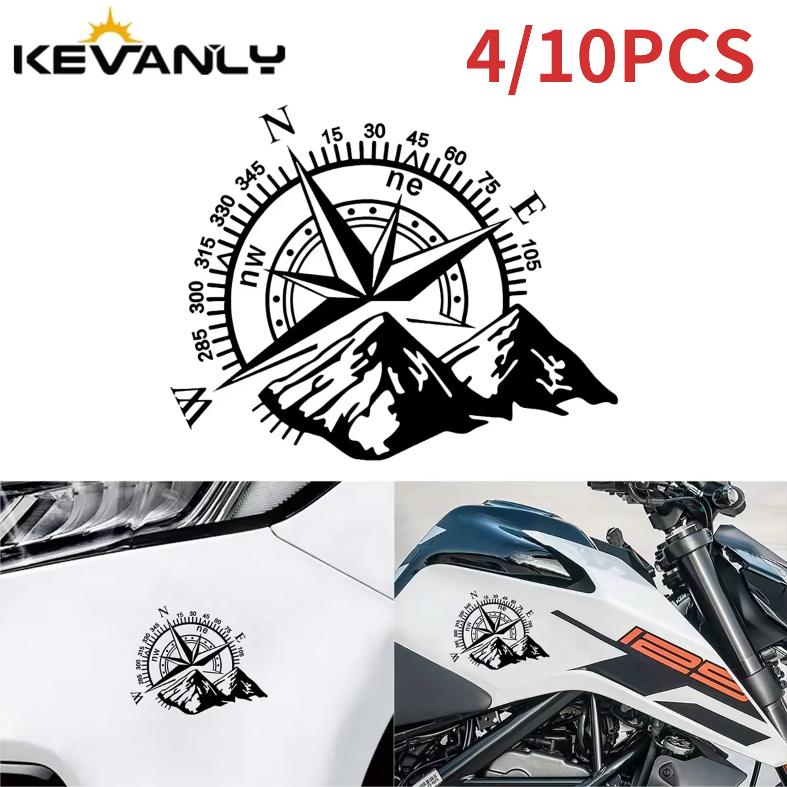 

4/10pcs Car Compass Exterior Decoration Body Moto Decor Stickers For Motorbikes Waterproof Car Decor Cover Scratch Sticker