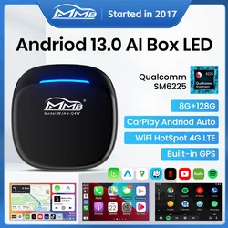 MMB CarPlay AI Box Android 13.0 QCM6225 Adattatore CarPlay wireless Android Auto a 8 core 2.4 + 5GGPS 8G + 128G FOTA Aggiornamento Google Store