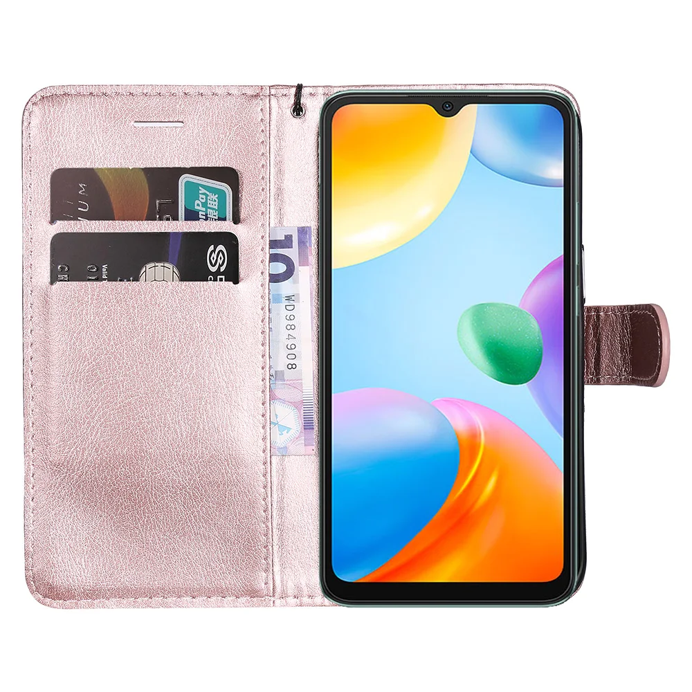 Etui z kieszeniami na karty w jednolitym kolorze dla Xiaomi Redmi Note 12 12S 12 Pro 11 11 Pro 10 9 8 Redmi 12C 12 10C 10A 10 9C 9A 9T 9 8A