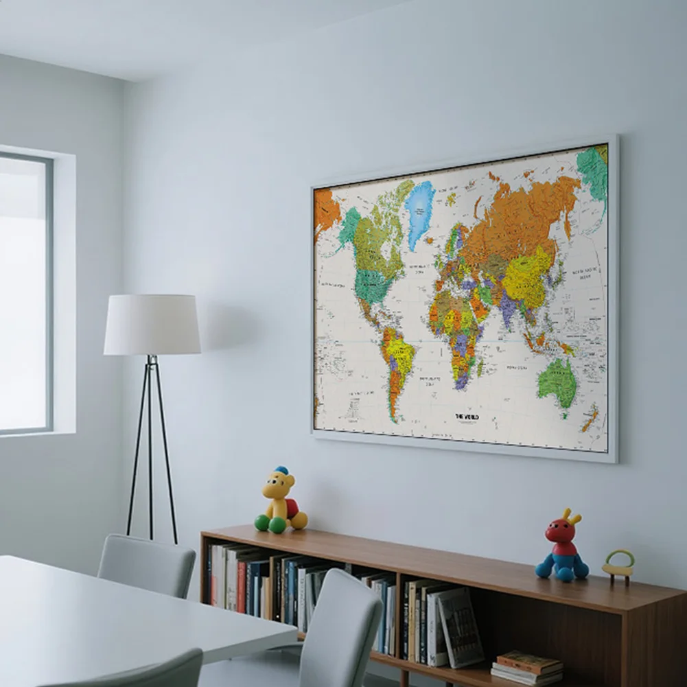 

120*80cm Retro Map of The World Art Poster Unframed Decorative Canvas Painting Wall Print For Living Room Bedroom Decoration