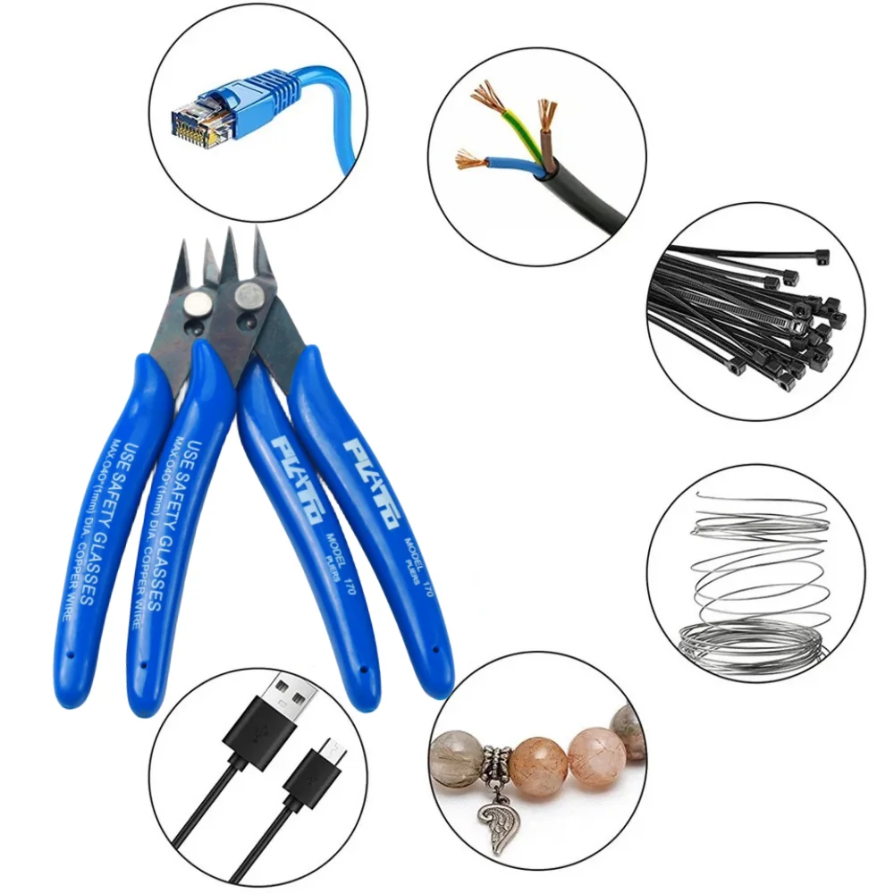 Imagem -06 - Cortadores de Cabo de Fio Elétrico Corte Lado Snips Flush Alicates Nipper Anti-deslizamento de Borracha Mini Alicate Diagonal Ferramentas Manuais 10