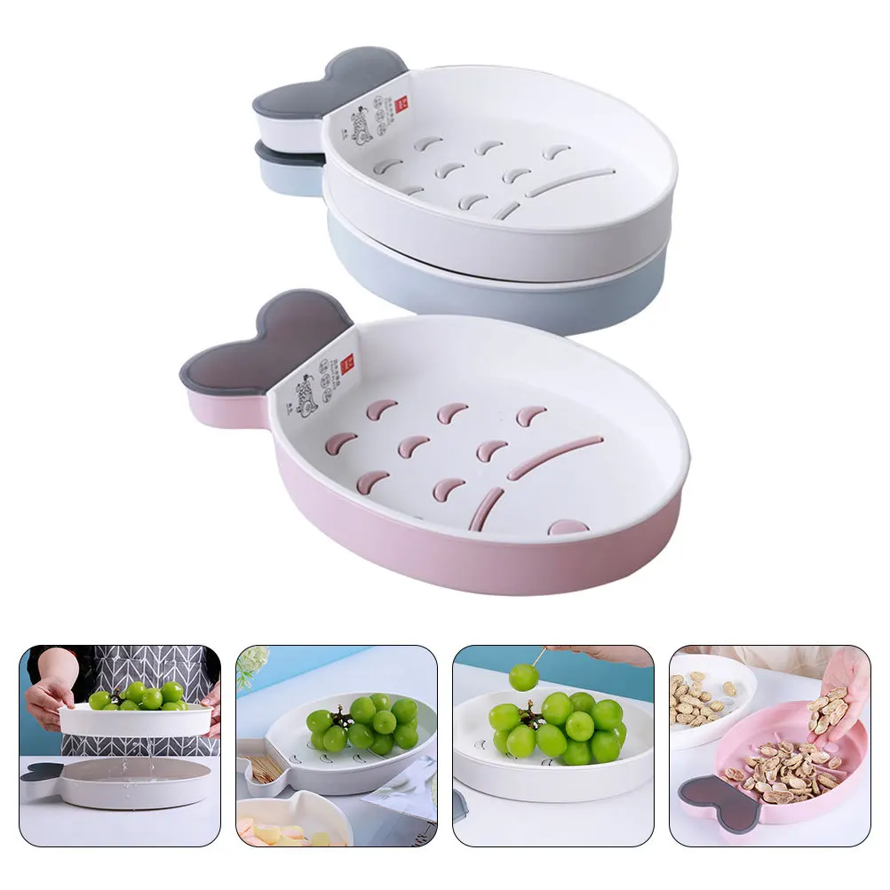 

3 шт. двухслойная корзина для овощей и фруктов, высококачественная пластиковая сливная корзина, многофункциональный кухонный держатель для хранения, устойчивый, нескользящий