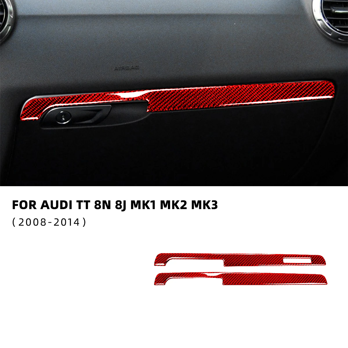 For Audi TT 8n 8J MK1 Mk2 Mk3 2008-2014 Carbon Fiber Sticker Co-pilot Glove Storage Box Trim Sticker Cover Accesorios Para Auto