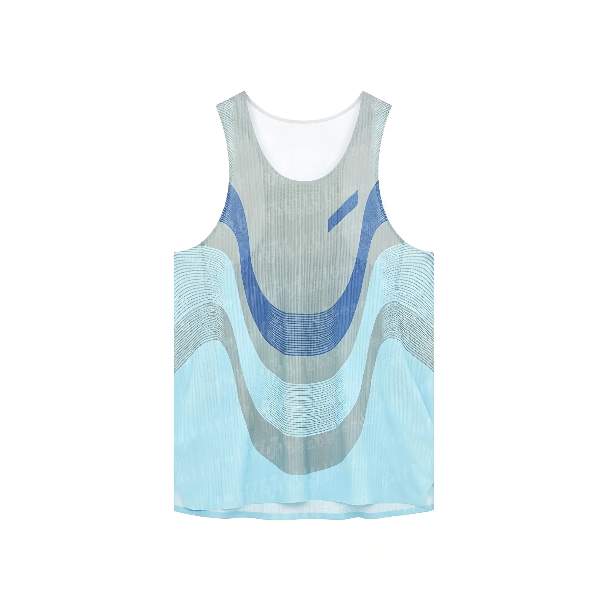 Wellenförmig gestreifte Laufweste, atmungsaktives Mesh-Sportshirt ohne Ärmel, Fitness-Marathon-Schnelltrocknende Trainingsweste für die ganze Familie – Detail 8