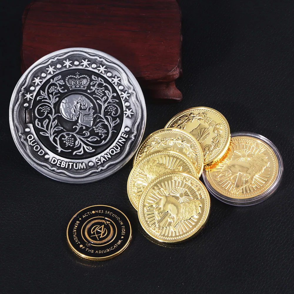 Big Size John Wick Coin Skull Keychain Blood Oath Marker Can Open Magnets Magnetically Attract Coin Props Simulation Accessories image 5
