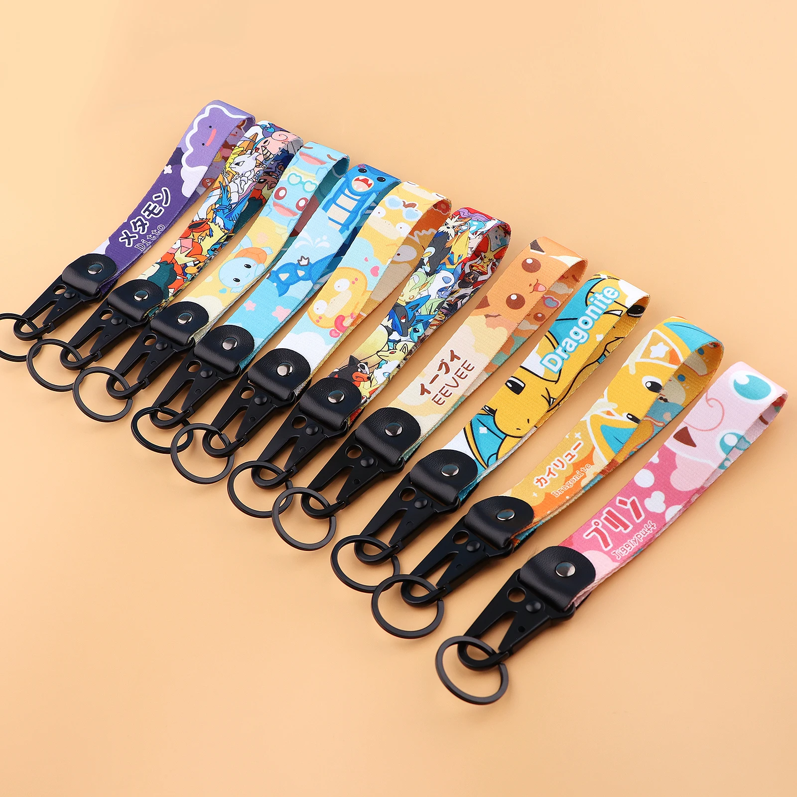 Anime Things Short Lanyard Tags Wrist Strap Keychain Keyfob Car Motorcycle Key Rings Pendant Key Holder Car Accessories