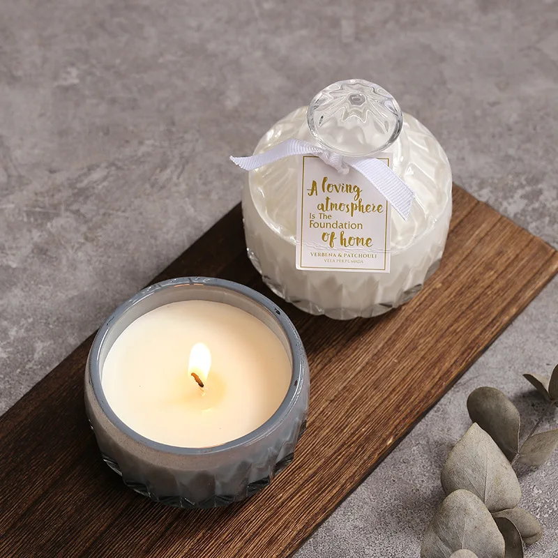 Ins Style Candy Glass Jar Scented Candle Essential Oils Soy Wax Candle Aromatherapy Home Decoration Birthday Xmas Gift