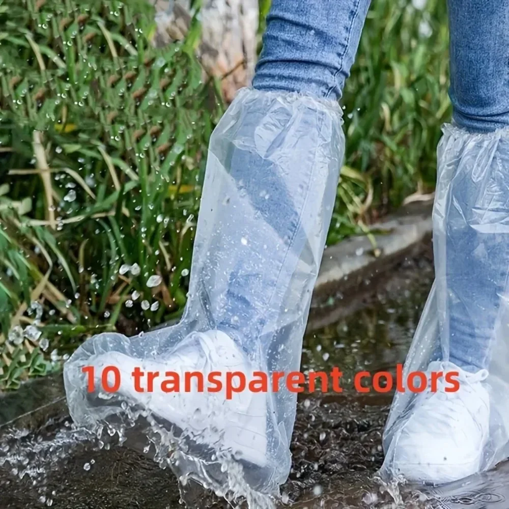 kkjoy 10Pcs Disposable Rain Shoe Covers Transparent Non Slip Waterproof Protectors Uses for Outdoor Wet Weather