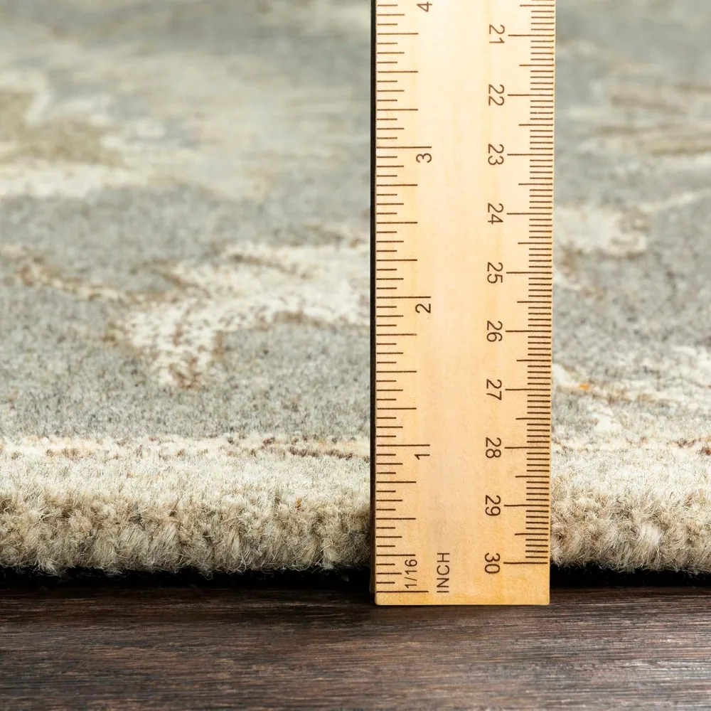 Tappeto tradizionale grigio antracite marrone crema, 5x8 piedi, perfetto per soggiorno, camera da letto, cucina, auto in misto lana di alta qualità