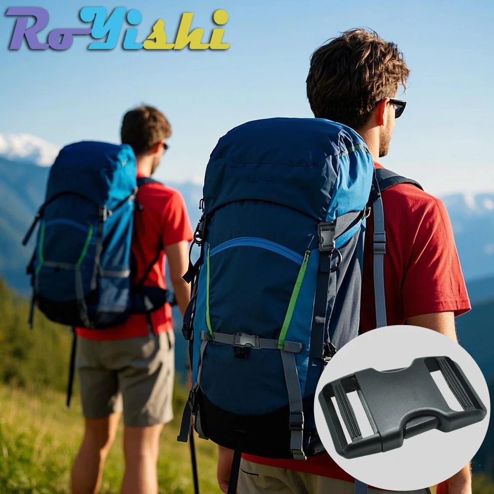 5-50pcs RoYishi Black Plastic Double-Way Adjustable Buckle Durable Backpack Clips for Strap Fastener