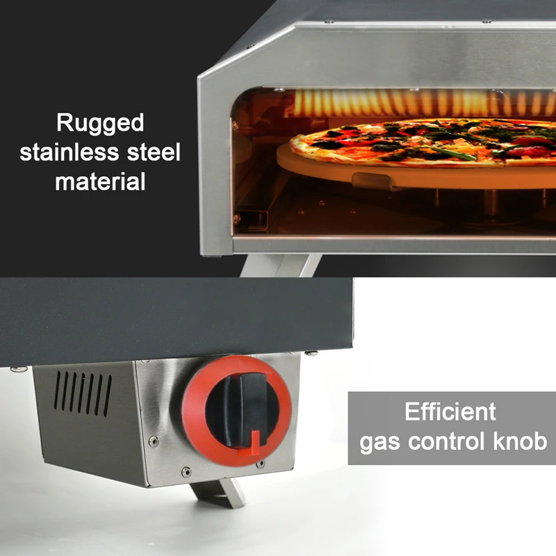 12-Zoll-Gas-Pizzaofen, Erdgas-Pizzaofen für den Außenbereich, tragbarer Pizzaofen für Feuer und Stonebaked 12-Zoll-Pizzas-Arbeitsplatte