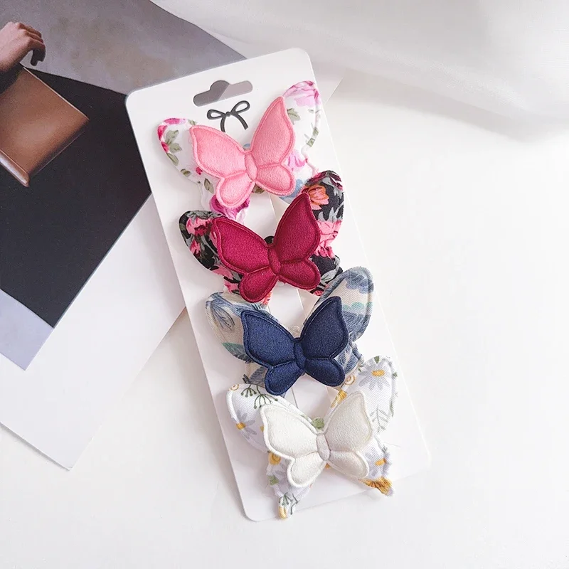 4 unids/lote nuevo Clip de pelo de lazo sólido de doble capa lindo hecho a mano para accesorios para el cabello de niños