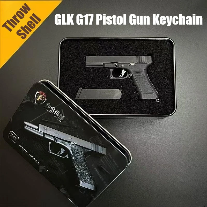 

New Keychain 1:3 Throw Shell Alloy Empire G17 Pistol Key Chain Gun Toy Pendant Ornament Decoration Crafts Figurines & Miniatures