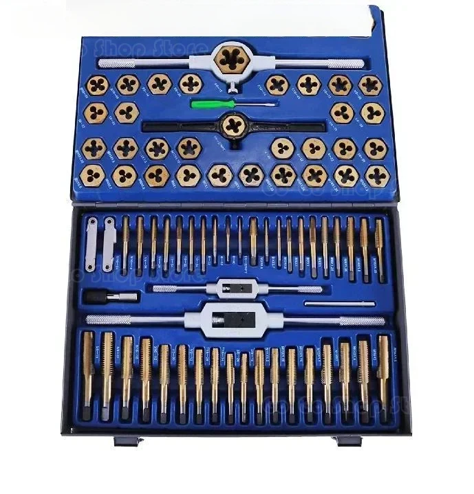 

86 PCS Tap and Die SetDrill Tap SetMetric Hand Thread WrenchToolsDurableAdjustableComes with Storage Case