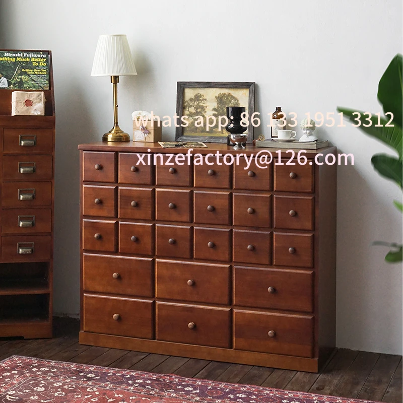 

Retro chest, bedroom against the wall, locker, living room side, solid wood, multi-drawer, medieval storage, traditional Chinese