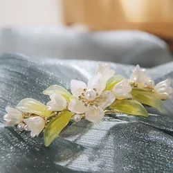 New lily of the valley flower pearl spring hairpin vintage zircon horsetail top clip elegant female fashion hair accessories